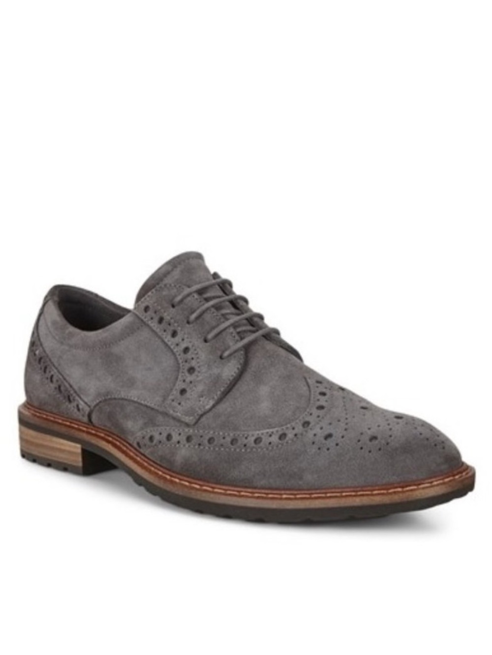 ECCO Mens Kenton Wing Tip Oxford charcoal grey black size 9 men’s